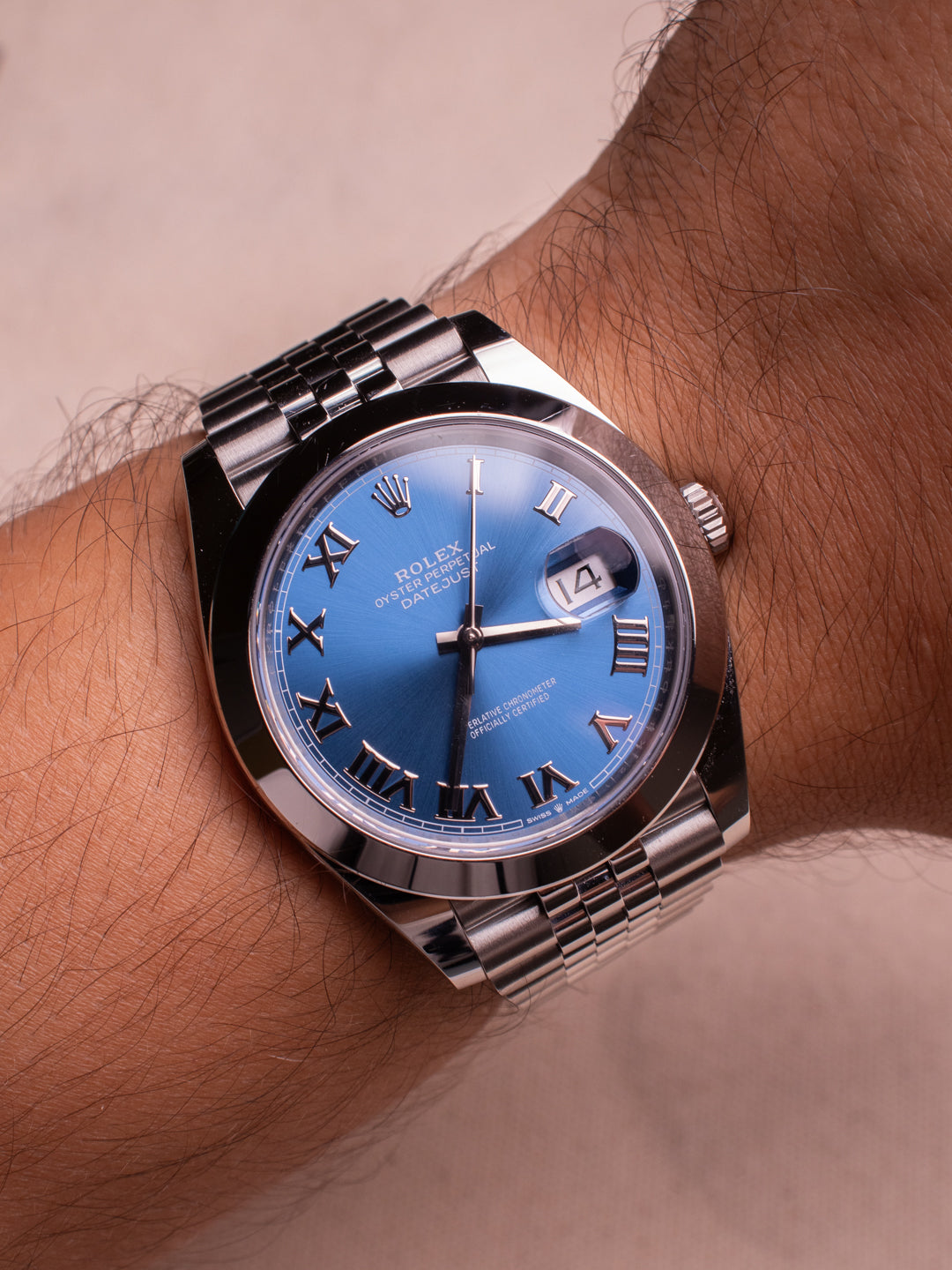 ROLEX DATEJUST AZZURO BLUE ROMAN DIAL